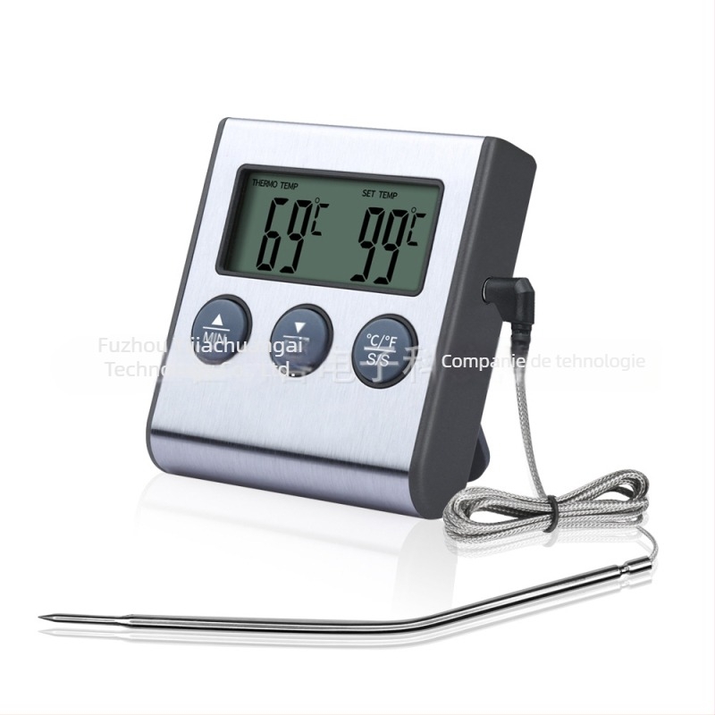 TP700 Termometru electronic cu sondă pentru apă și gătit, cu alarmă și temporizator – 1°C rezoluție