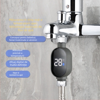 Termometru de duș cu afișaj LED digital, intervalul de temperatură 00–99°C, accesoriu pentru capul de duș