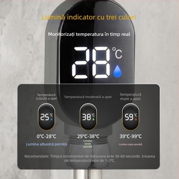 Termometru de duș cu afișaj LED digital, intervalul de temperatură 00–99°C, accesoriu pentru capul de duș