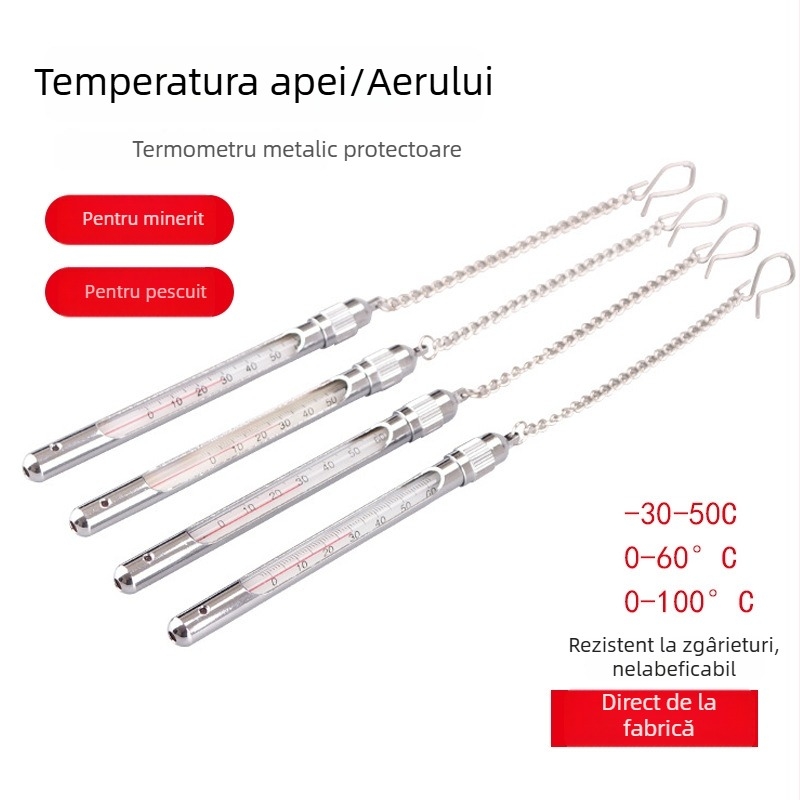 Termometru de sticlă pentru minerit și acvacultură, carcasă din oțel inoxidabil cu înveliș de cupru, precizie înaltă