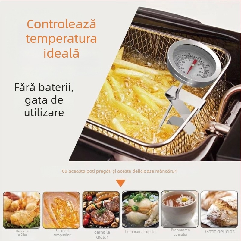 Termometru pentru alimente Xisilang - precizie înaltă, senzor rezistent la temperaturi înalte, termometru pentru ulei și apă, pentru bucătărie și prăjire