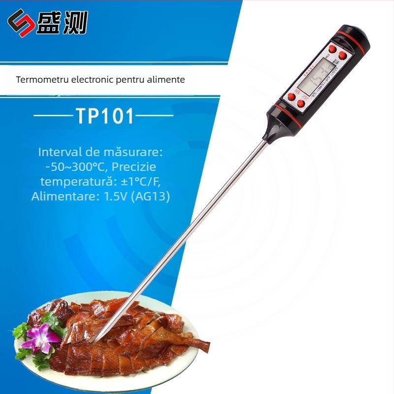 Termometru digital pentru alimente TP101 cu ecran pentru grătar, lapte și cafea