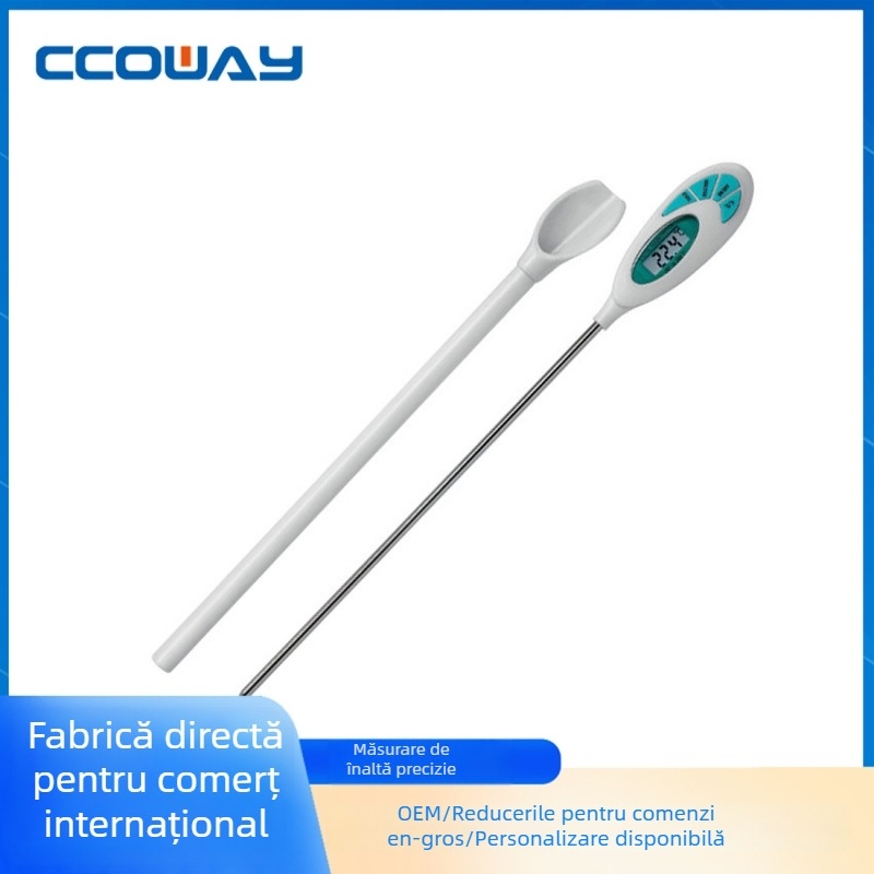 OWAY termometru pentru alimente, stil pix, sondă lungă, afișaj digital electronic, pentru ulei, grătar și coacere