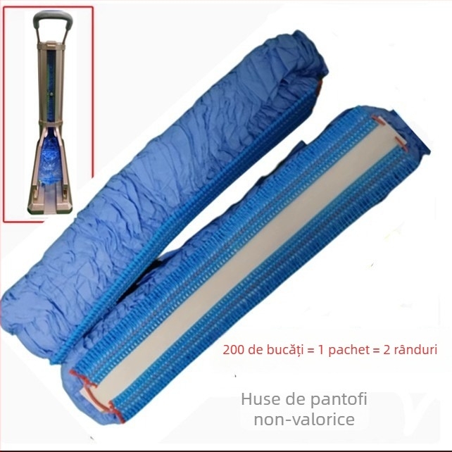 Mașină automată pentru acoperirea pantofilor, tip tras, cu accesorii de unică folosință, protecție împotriva prafului, construcție din plastic, grosime 0.001, material nebiodegradabil
