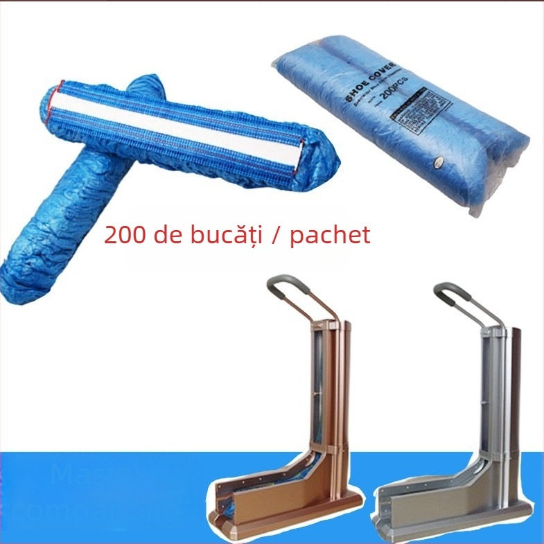 Mașină automată pentru acoperirea pantofilor, tip tras, cu accesorii de unică folosință, protecție împotriva prafului, construcție din plastic, grosime 0.001, material nebiodegradabil