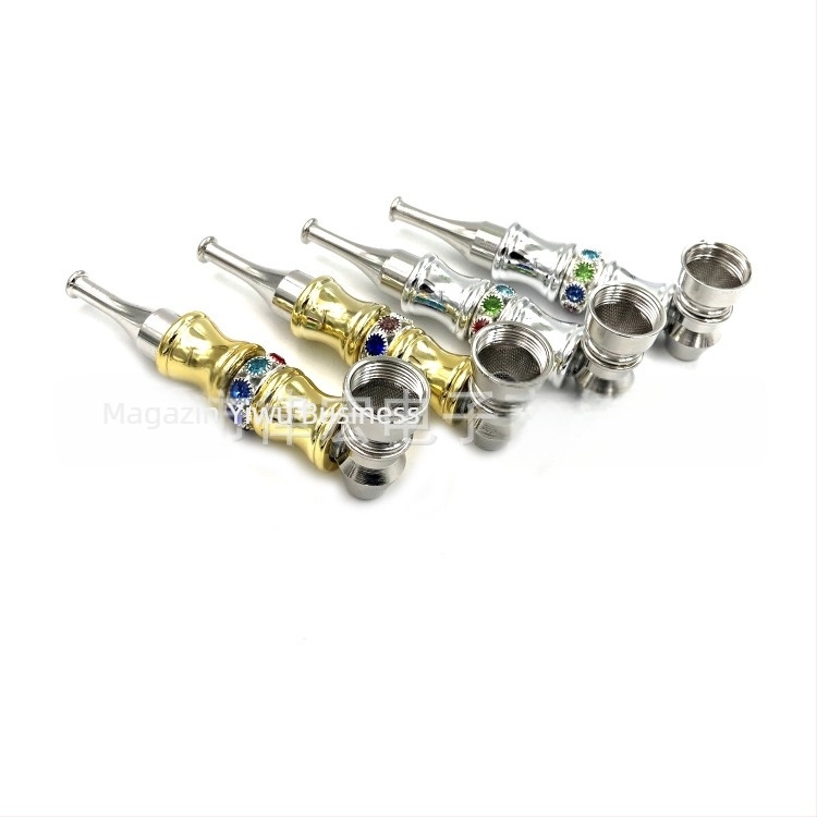 Pipă metalică pentru fum cu formă nod bambus din rășină, portabilă, imprimare de logo disponibilă