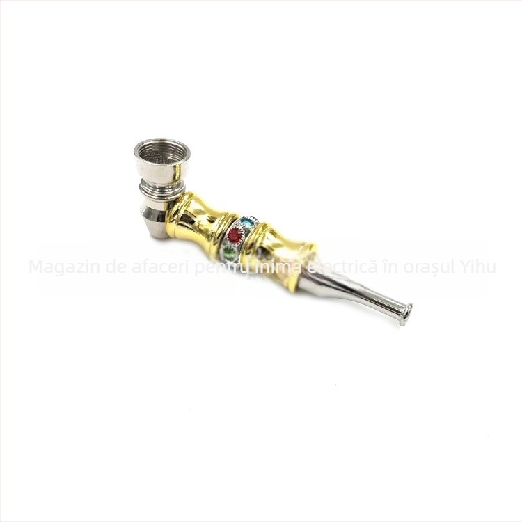 Pipă metalică pentru fum cu formă nod bambus din rășină, portabilă, imprimare de logo disponibilă