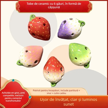 Ocarina Cartoon, formă de căpșună, 6 găuri, marcă Grien