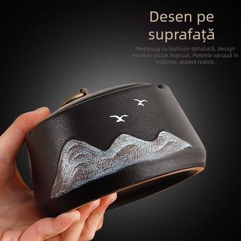 Scrumieră ceramică cu capac rezistent la vânt, design minimalist, funcție de depozitare, personalizare cu logo, pentru casă și birou