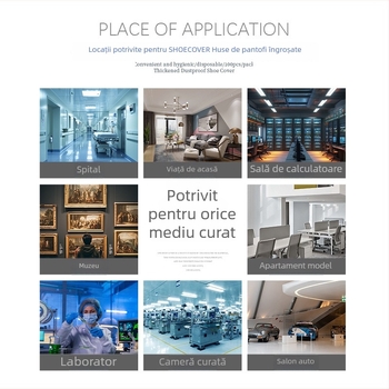 Capace de unică folosință pentru încălțăminte, din material nețesut, îngroșate, rezistente la praf, cu design cu două nervuri, pentru camere curate