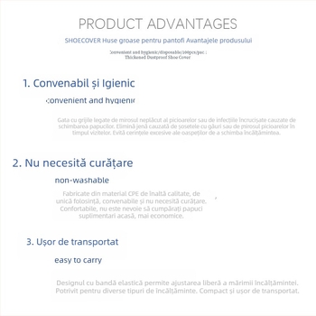 Capace de unică folosință pentru încălțăminte, din material nețesut, îngroșate, rezistente la praf, cu design cu două nervuri, pentru camere curate