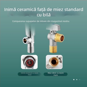 Valvă de închidere din alamă pentru toaletă și boiler, model HYX-325, presiune de lucru 0,6 MPa, diametru interior Ø15 mm, montaj rotativ