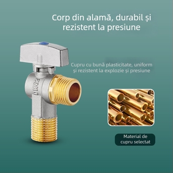 Valvă de închidere din alamă pentru toaletă și boiler, model HYX-325, presiune de lucru 0,6 MPa, diametru interior Ø15 mm, montaj rotativ