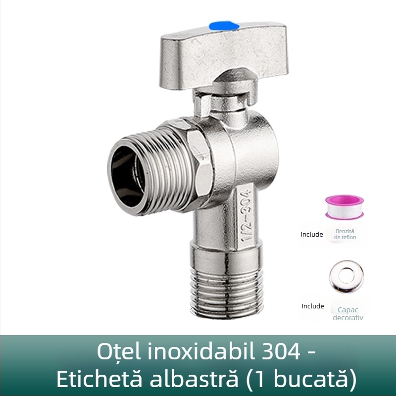 Valvă de închidere din alamă pentru toaletă și boiler, model HYX-325, presiune de lucru 0,6 MPa, diametru interior Ø15 mm, montaj rotativ