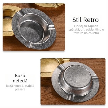Cenușar pentru țigări din oțel inoxidabil, design retro nostalgic pentru utilizare acasă și în exterior, reutilizabil, imprimare de logo disponibilă