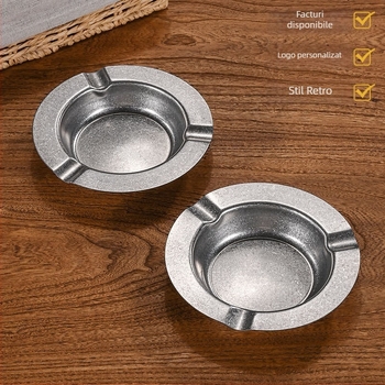 Cenușar pentru țigări din oțel inoxidabil, design retro nostalgic pentru utilizare acasă și în exterior, reutilizabil, imprimare de logo disponibilă
