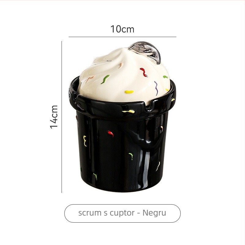 Scrumieră ceramică cu capac, stil desen animat, personalizare disponibilă (Material: ceramică; Brand: Courtesy; Personalizare: Da; Logo: Nu)