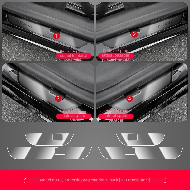 Film protector TPU pentru coloana centrală Tesla Model 3 – protecție împotriva zgârieturilor pentru butoanele de pe volan, butonul de ușă, panoul de control central și panoul de comutatoare ale geamurilor