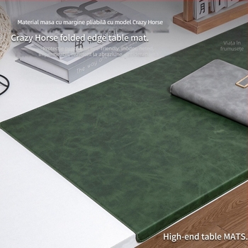 Padă de birou din piele, margine îndoită pentru încheietură, suport pentru cot, antiderapant, cusături