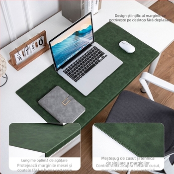 Padă de birou din piele, margine îndoită pentru încheietură, suport pentru cot, antiderapant, cusături