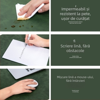 Padă de birou din piele, margine îndoită pentru încheietură, suport pentru cot, antiderapant, cusături