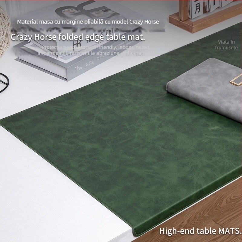 Padă de birou din piele, margine îndoită pentru încheietură, suport pentru cot, antiderapant, cusături