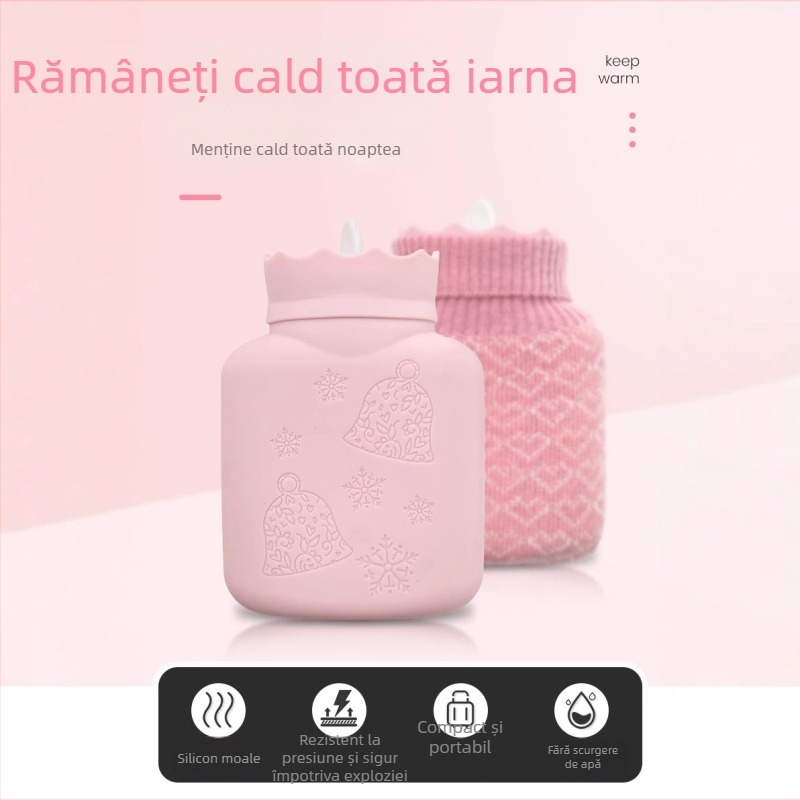 Sticlă de apă din silicon, umplută cu apă, încălzitor mini portabil pentru mâini și burtă, 151 g, cald/rece