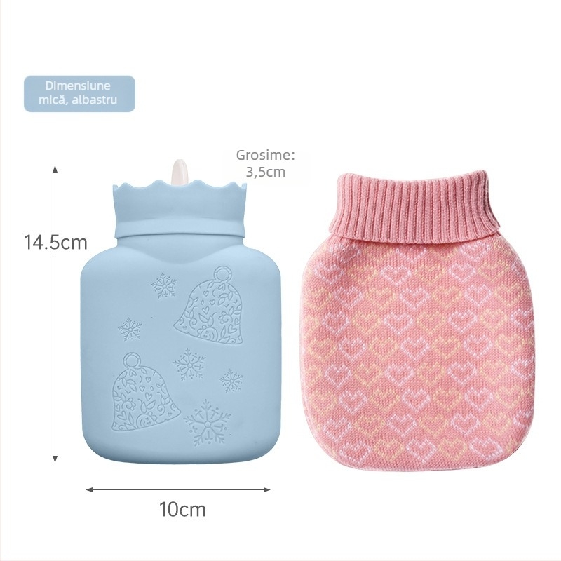 Sticlă de apă din silicon, umplută cu apă, încălzitor mini portabil pentru mâini și burtă, 151 g, cald/rece