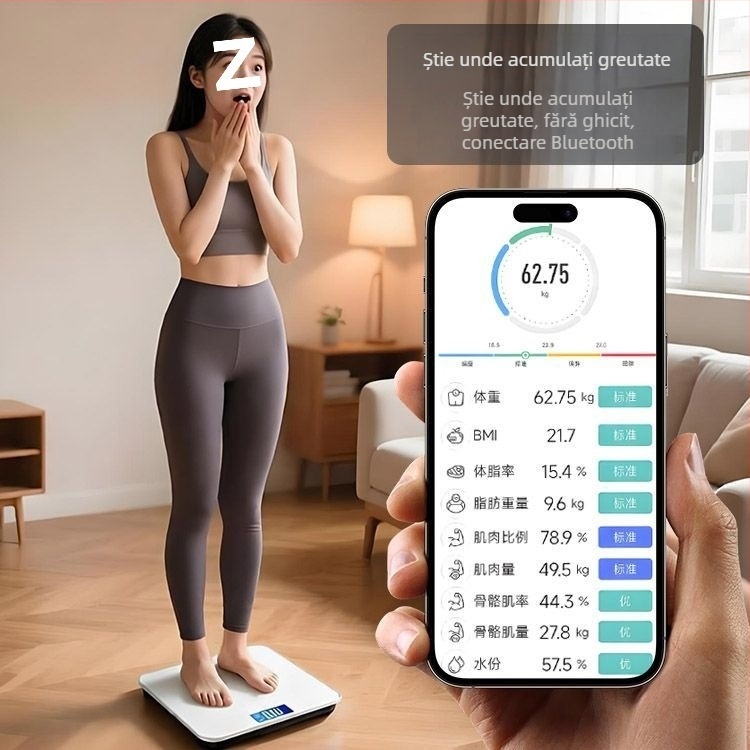 Cântar inteligent pentru grăsime corporală, uz casnic – măsurare greutate, alimentare electrică reîncărcabilă