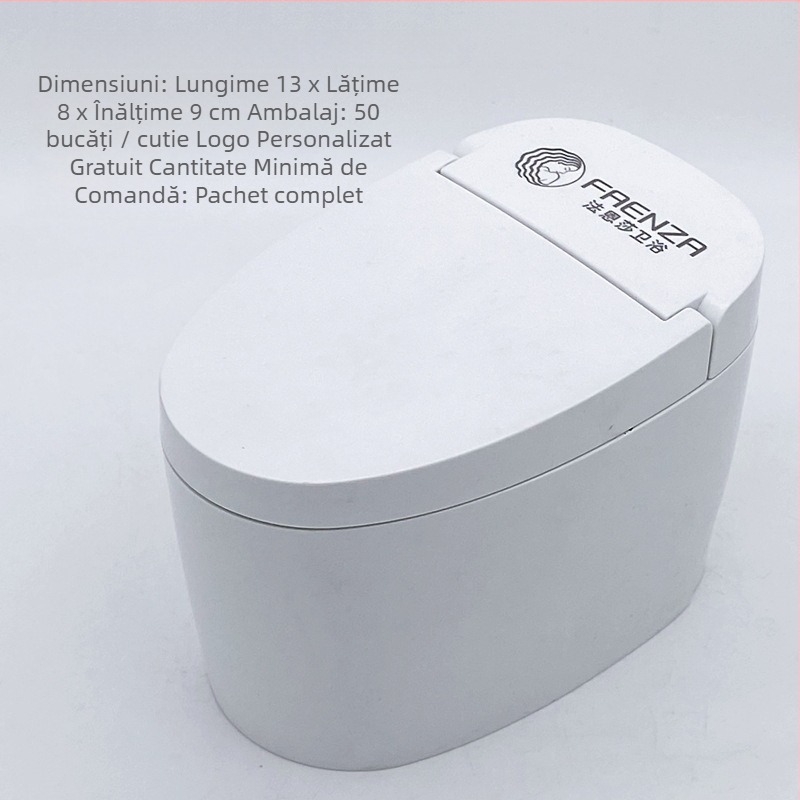 Vas de toaletă mini din plastic cu capac, decorativ și spațiu de depozitare, imprimare logo, personalizare disponibilă