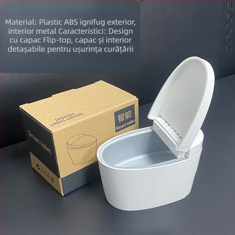 Vas de toaletă mini din plastic cu capac, decorativ și spațiu de depozitare, imprimare logo, personalizare disponibilă