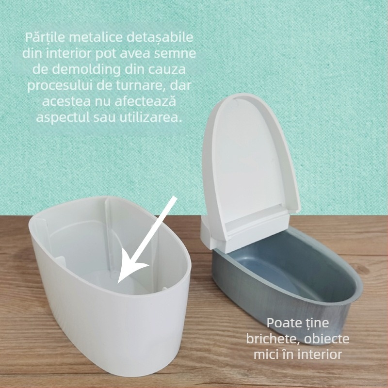 Vas de toaletă mini din plastic cu capac, decorativ și spațiu de depozitare, imprimare logo, personalizare disponibilă