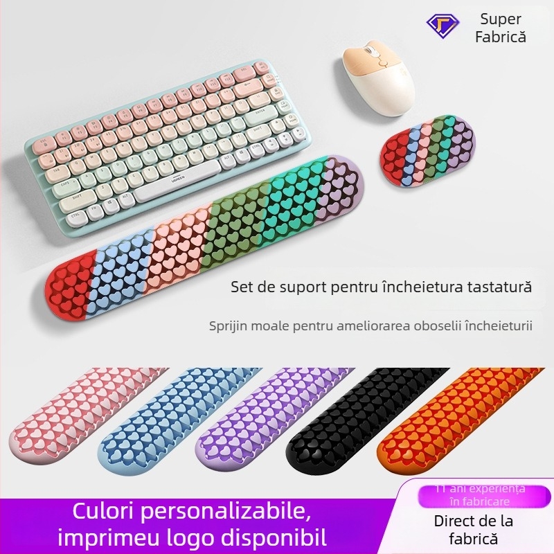X7 suport pentru mână din silicon în formă de inimă pentru tastatură, birou și gaming, sprijin pentru încheietură, turnare prin injecție