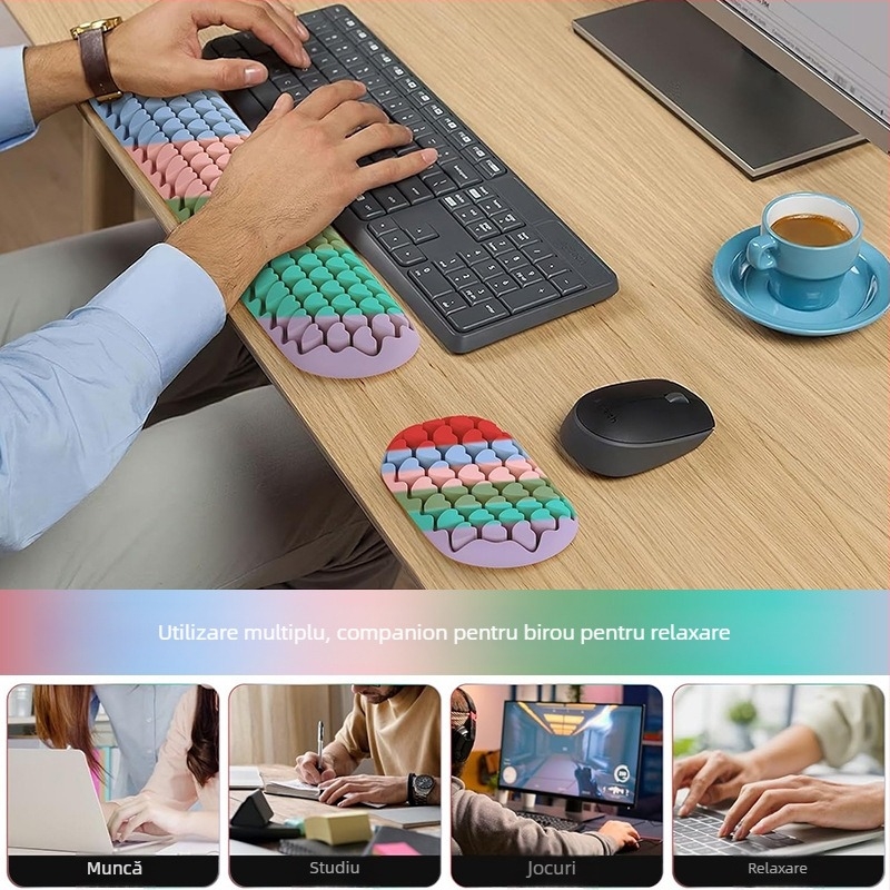 X7 suport pentru mână din silicon în formă de inimă pentru tastatură, birou și gaming, sprijin pentru încheietură, turnare prin injecție