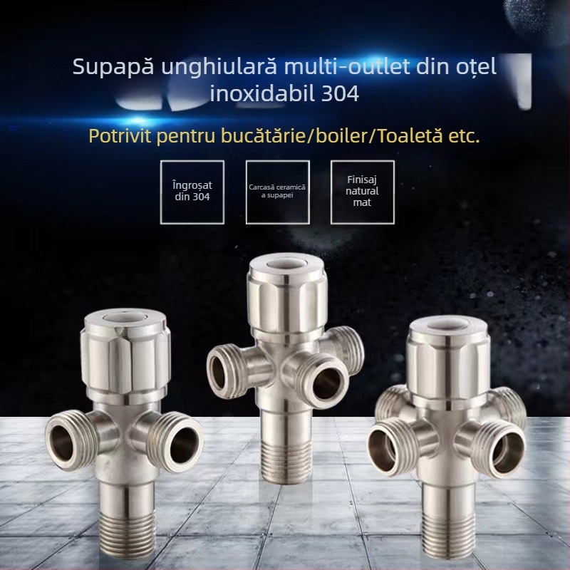 Valvă din oțel inoxidabil 304 pentru boiler, tri-căi, montaj pe perete, diametru interior 20 mm, model A-05, presiune de lucru 0,8 MPa