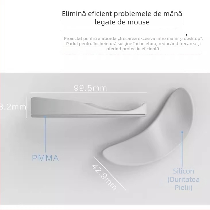 Mică pernă de încheietură pentru mouse, din rășină, cu design pe o singură față, turnare prin injecție, posibilitatea imprimării logo-ului și personalizare OEM