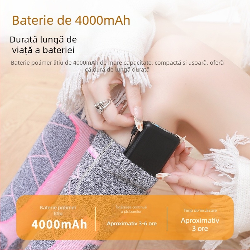 Șosete încălzite reîncărcabile USB, încălzire electrică pentru ciclism în aer liber și schi, șosete lungi termice pentru bărbați și femei