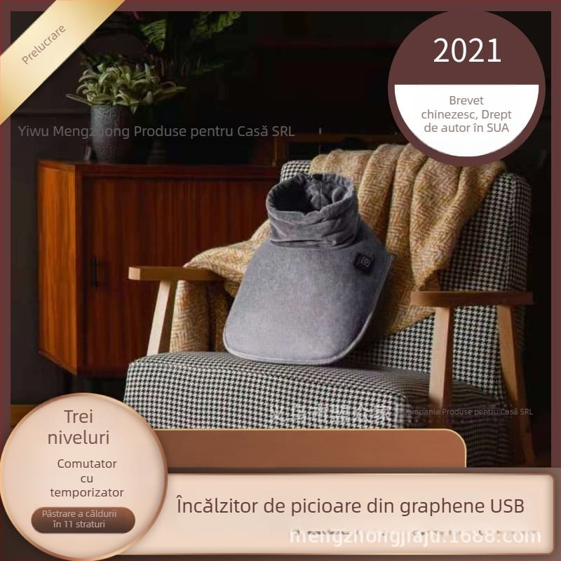 Papuci USB pentru încălzirea picioarelor, partea superioară din 600D țesătură, talpă EVA, unisex, Creator