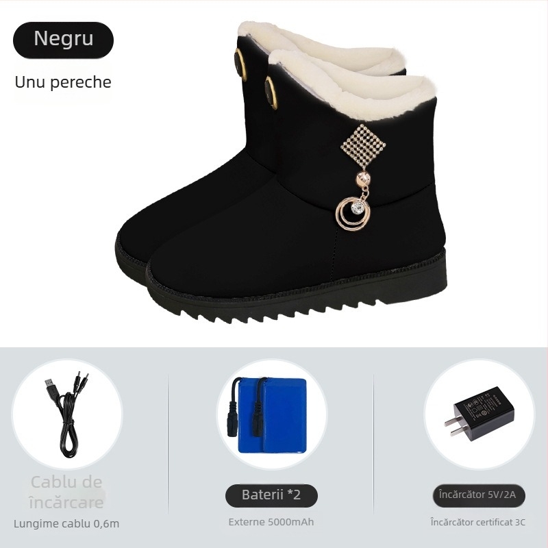 Papuci încălziți USB pentru femei, PU suprafață, talpă din cauciuc