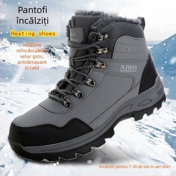 Papuci încălziți cu alimentare USB, încălzire reîncărcabilă, partea superioară din piele sintetică, talpă din cauciuc