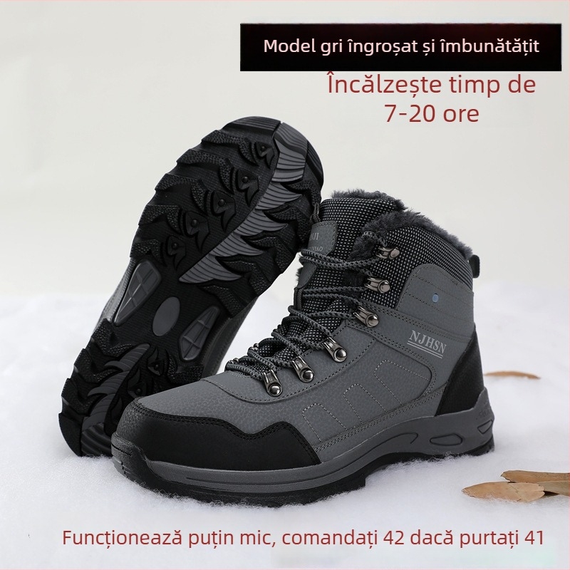 Papuci încălziți cu alimentare USB, încălzire reîncărcabilă, partea superioară din piele sintetică, talpă din cauciuc