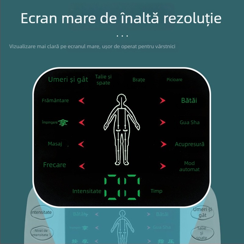 Masaj digital pentru meridiane, cu fizioterapie prin puls, alimentare USB, afișaj color LCD, ieșire duală, acupunctură electrică, model 7005