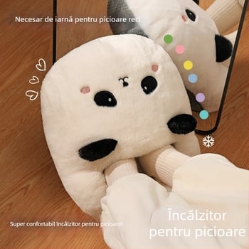 Yi Han papuci încălziți USB, suprafață din catifea moale, unisex, talpă din plastic, stil desen animat