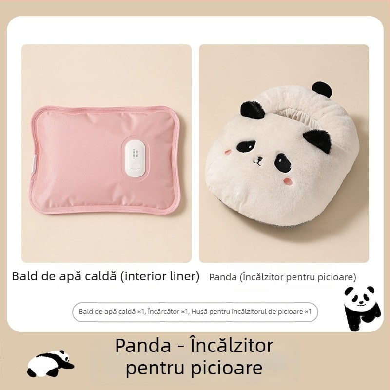 Yi Han papuci încălziți USB, suprafață din catifea moale, unisex, talpă din plastic, stil desen animat