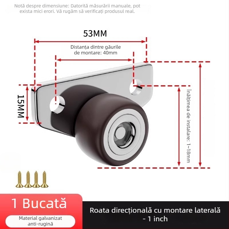 Roată pentru mobilier cu direcționare, cauciuc silențios pentru șine; Brand The First Force; Material Regular; Stil Modern și minimalist