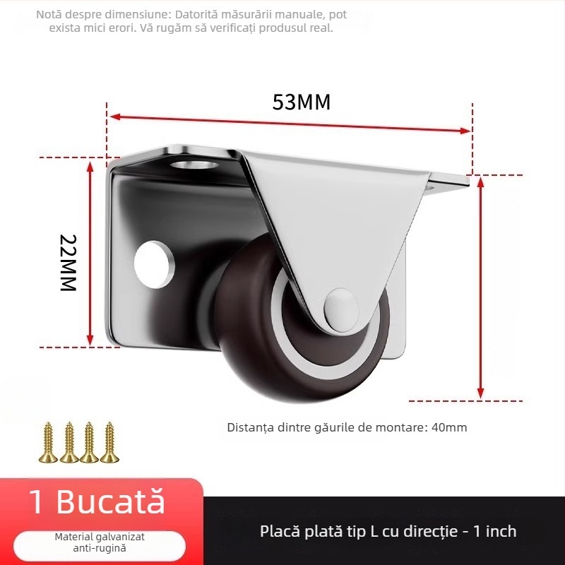 Roată pentru mobilier cu direcționare, cauciuc silențios pentru șine; Brand The First Force; Material Regular; Stil Modern și minimalist