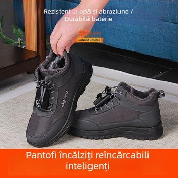 Papuci electrici încălziți cu USB, partea superioară din microfibră, talpă PU, pentru bărbați