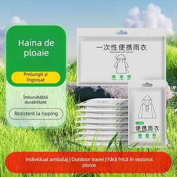 Poncho de ploaie din TPU, o singură folosință, pentru adulți, gros, lung, acoperire completă pentru călătorii și rafting