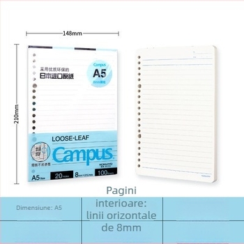 Kokuyo refill pentru caiet cu foi detașabile, 100 de coli, 26 de găuri, cod produs Ltao 680255259331