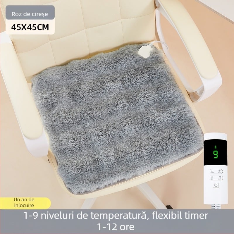 Perne încălzite pentru scaunul de birou, încălzire electrică prin USB, husă din pluș de iepure, universală pentru bărbați și femei